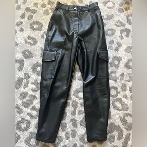 Aritzia Wilfred Black Vegan Leather Cargo pants